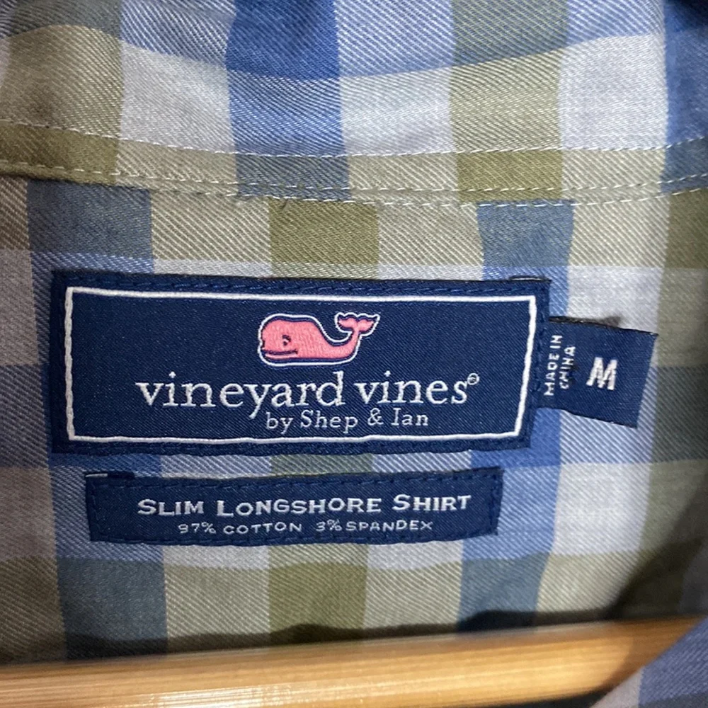 Vineyard Vines plaid cotton blend slim longshore shirt size M